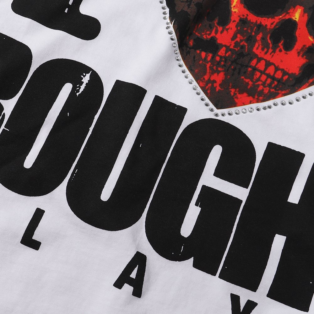 Rough Play Heart Skull Distressed Graphic T-Shirt — detail