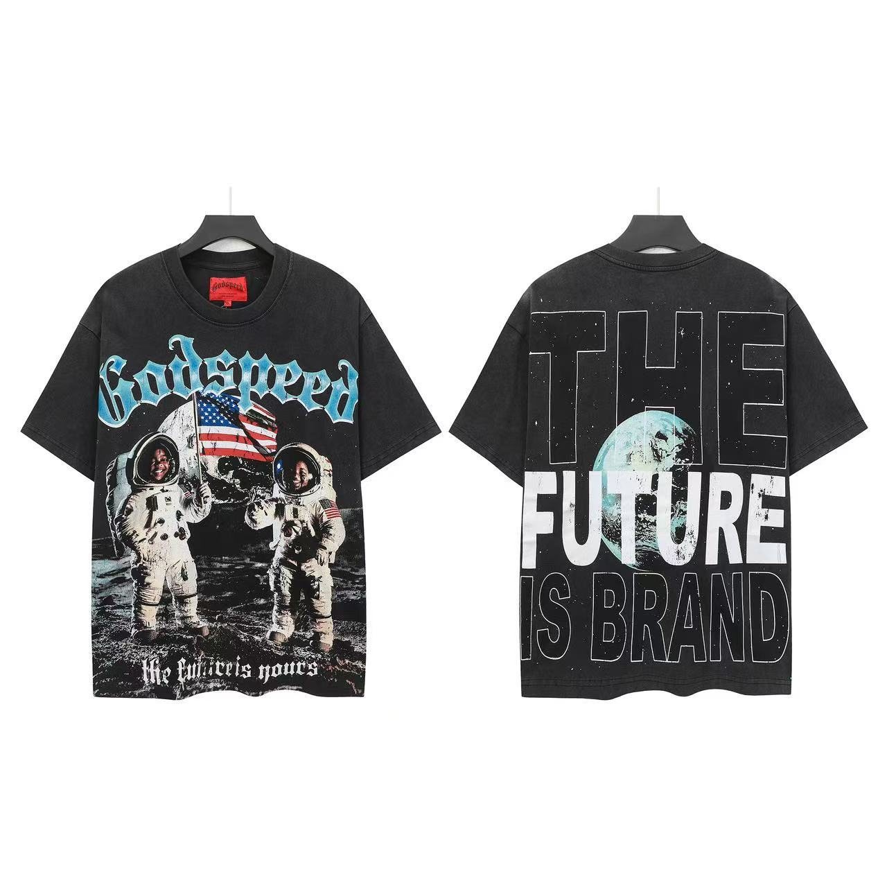 Godspeed The Future Is Brand Astronaut Graphic T-Shirt — front